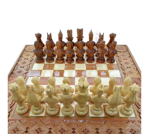 Carved chess 3 in 1 "Egypt". 50x50 cm. Mosaic