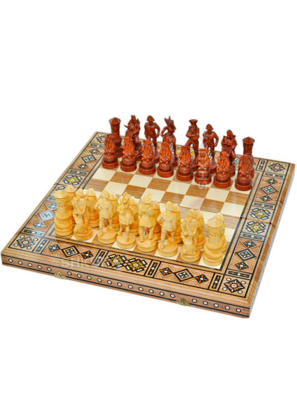 Carved chess 3 in 1 "Pirates of the Caribbean" 50x50 cm. Mosaic