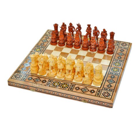 Carved chess 3 in 1 "Pirates of the Caribbean" 50x50 cm. Mosaic