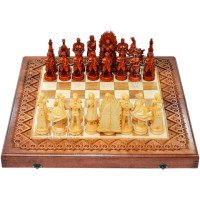 Carved chess 3 in 1 "Game of Thrones". 50x50 cm. Copper