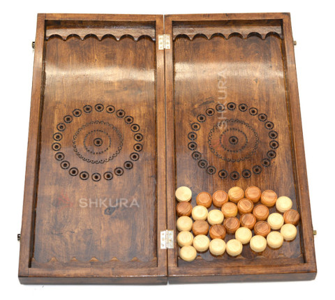 Handcrafted carved backgammon "Ataman"