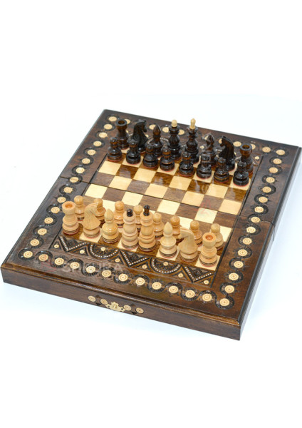 Chess + Backgammon + Checkers, 34x38 cm, beads