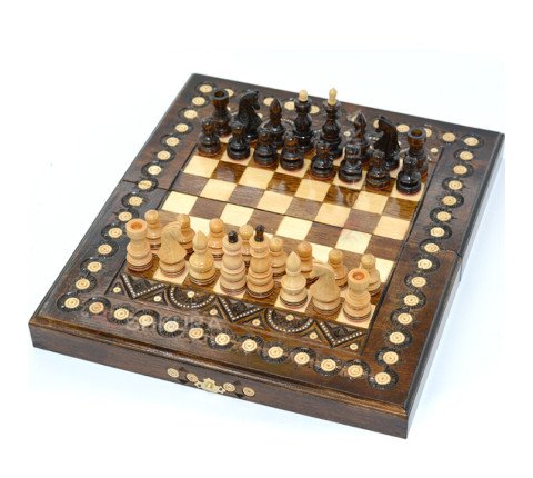 Chess + Backgammon + Checkers, 34x38 cm, beads
