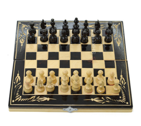 Carved 3 in 1 set, Chess, Backgammon, Checkers, 26x26 cm