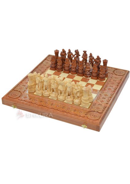 Wooden Chess + Backgammon "Pirates", 50x50 cm. Inlaid with copper