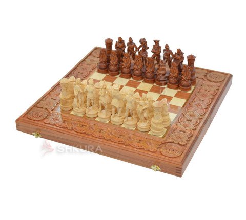 Wooden Chess + Backgammon "Pirates", 50x50 cm. Inlaid with copper