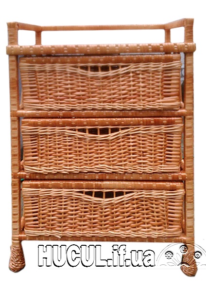 Rattan chest of drawers with 3 drawers