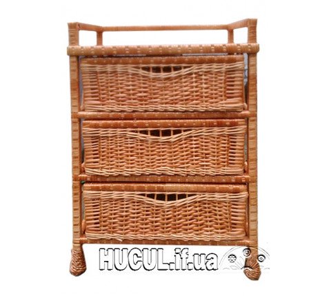 Rattan chest of drawers with 3 drawers