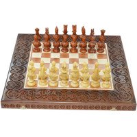 Wooden chess 3 in 1 "Egypt". 55x55 cm. Dark