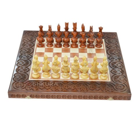 Wooden chess 3 in 1 "Egypt". 55x55 cm. Dark