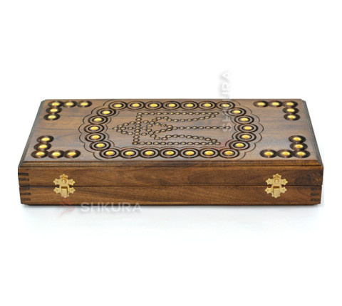 Handmade backgammon "Coat of Arms of Ukraine", copper, 40 cm