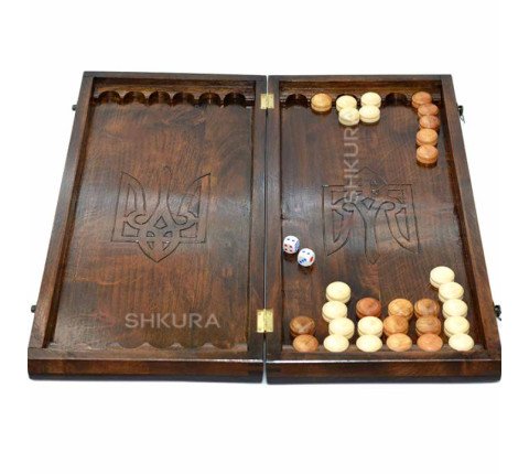 Handmade backgammon "Trident of Ukraine" 05, 50 cm