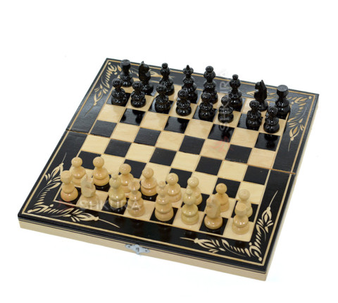 Carved 3-in-1 Set, Chess, Backgammon, Checkers, 32x32 cm