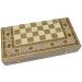 Wooden Chess + Backgammon, 40x40 cm. Bead inlay