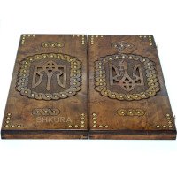 Handmade backgammon "Trident of Ukraine", 55 cm