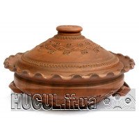 Миска з кришкою і двома ручками з узором
