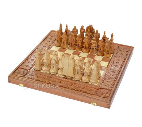Wooden Chess + Backgammon "Game of Thrones", 50x50 cm. Carved