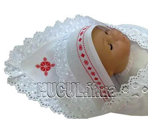 Baptismal shawl "Red Rose"