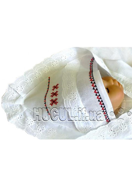 Embroidered Christening Cloth "Red and Black Stars"