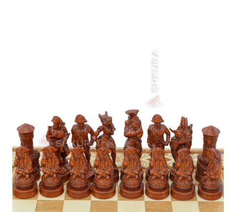 Carved chess 3 in 1 "Pirates of the Caribbean" 50x50 cm. Mosaic