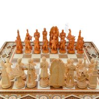 Souvenir chess + backgammon + checkers "Game of Thrones" 50 x 50 cm. Beads + Copper