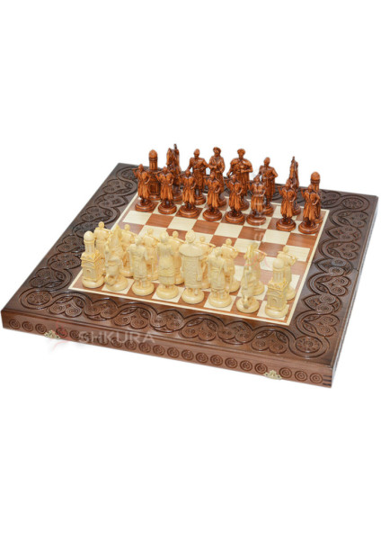 Wooden chess 3 in 1 "Cossacks". 55x55 cm. Dark