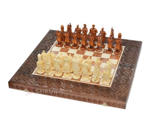 Wooden chess 3 in 1 "Cossacks". 55x55 cm. Dark