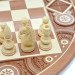 Wooden, round Chess + Checkers, 50 x 50 cm. Bead inlay