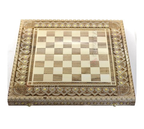 Souvenir chess + backgammon + checkers 50 x 50 cm. Beads + Copper