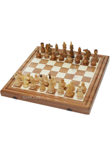 Chess 2 in 1. 50x50 cm. Birch