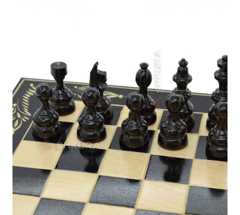 Різьблений набір 3в1, Шахи, Нарди, Шашки, 44x44 см
