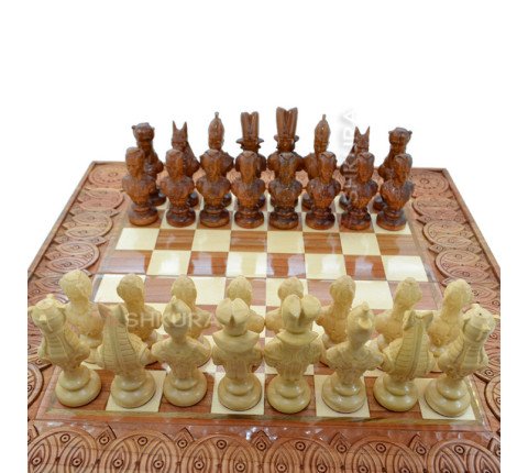 Carved Chess + Backgammon "Egypt". 50x50 cm. Handmade