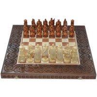 Wooden chess 3 in 1 "Knights". 55x55 cm. Dark