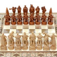 Wooden chess 3 in 1 "Armed Forces of Ukraine". 55x55 cm. Dark