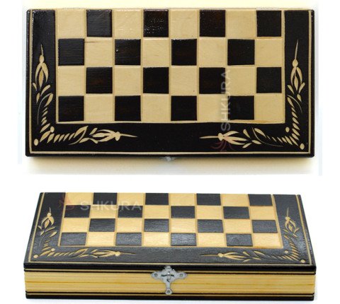 Carved 3 in 1 set, Chess, Backgammon, Checkers, 26x26 cm