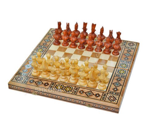Carved chess 3 in 1 "Egypt". 50x50 cm. Mosaic