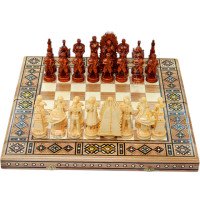Carved chess 3 in 1 "Game of Thrones". 50x50 cm. Mosaic