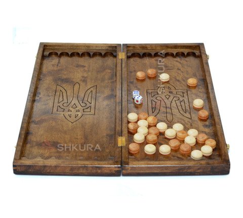 Handmade backgammon "Trident of Ukraine", 50 cm