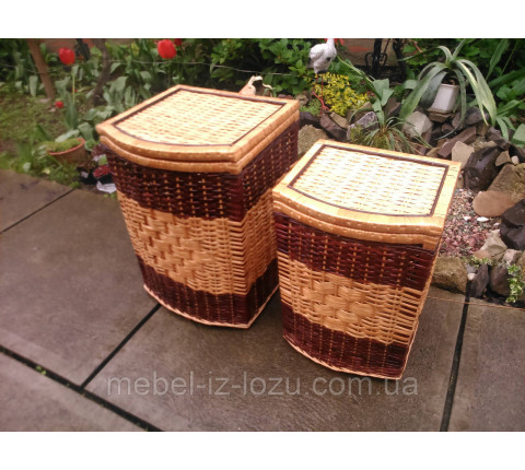 Boxes made of wicker with a light center.
