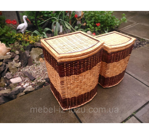 Boxes made of wicker with a light center.