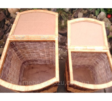 Boxes made of wicker with a light center.