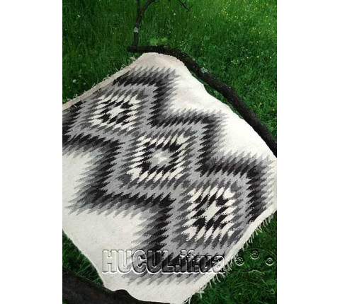 The "Autumn Glow" black-and-white handmade blanket