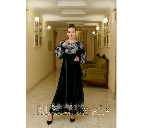 Dress "Spring Mosaic": embroidery rheingold on linen or crepe