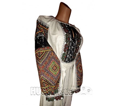 Dress "Sunny": embroidery at the hem on polished linen