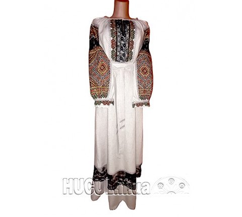 Dress "Sunny": embroidery at the hem on polished linen