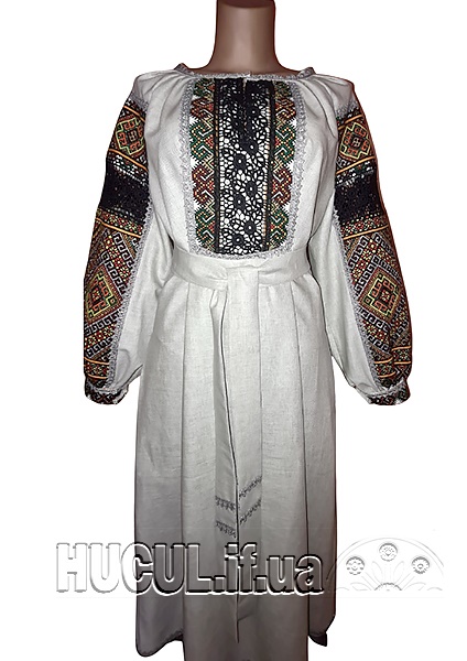 Dress "Sunny": embroidery at the hem on polished linen