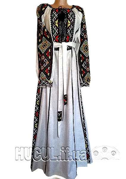 Dress "Charm 2": linen embroidery with lace