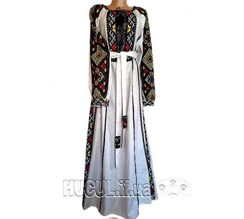 Dress "Charm 2": linen embroidery with lace