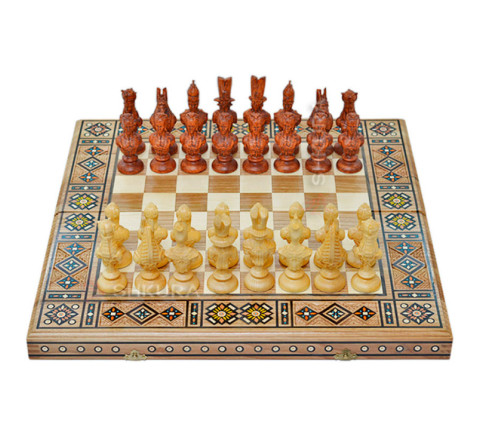Wooden chess 3 in 1 "Egypt". 55x55 cm. Dark