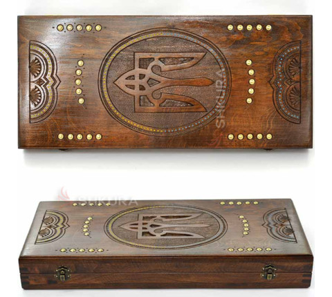 Handmade backgammon "Trident of Ukraine" 05, 50 cm